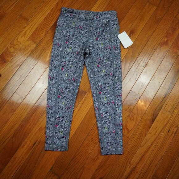 REEBOK Girls Youth 10/12 Athletic Gym Workout Leggings Pants Gray Pink - Picture 7 of 7
